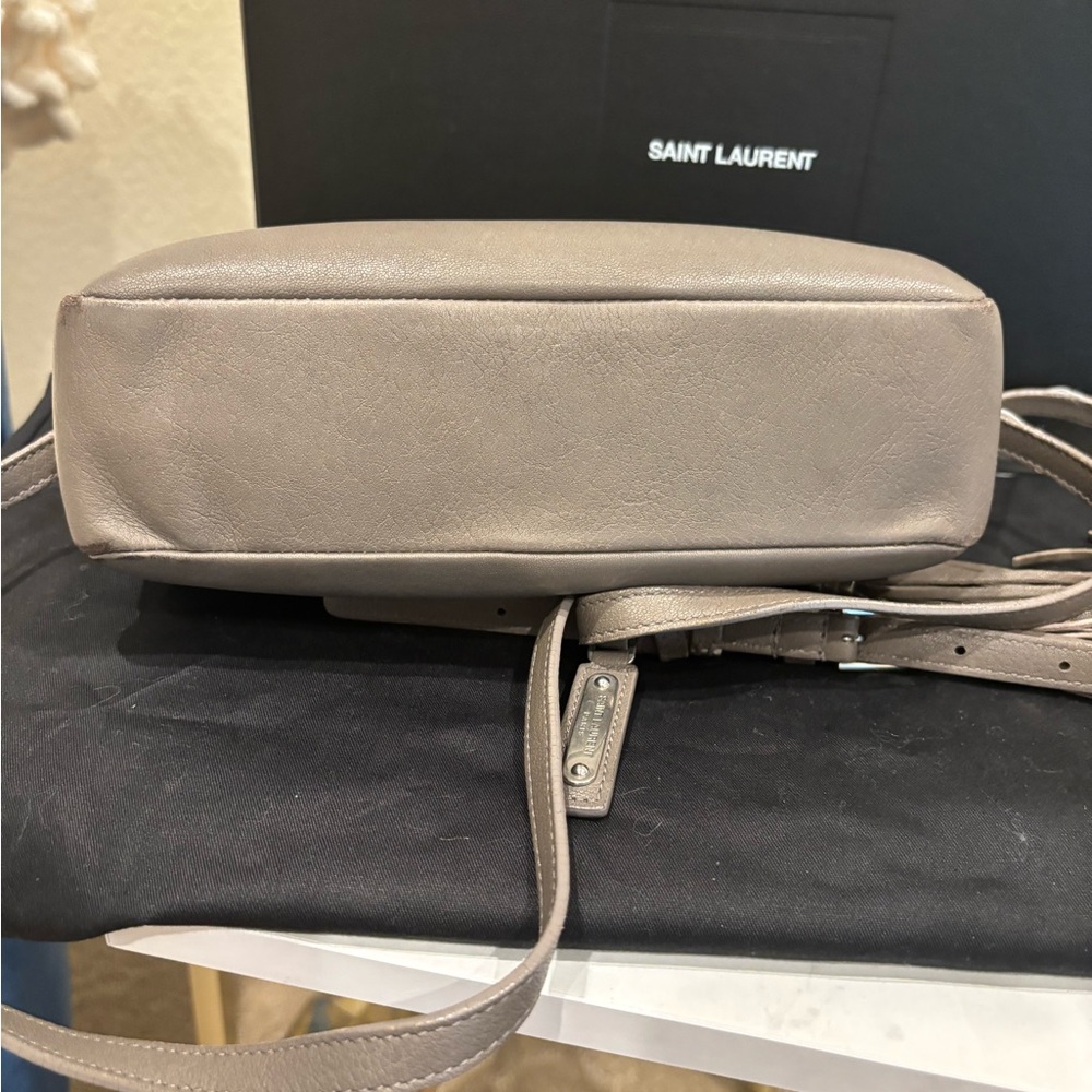 Yves Saint Laurent Monogram Lou Taupe Leather Crossbody Bag - Picture 5 of 16